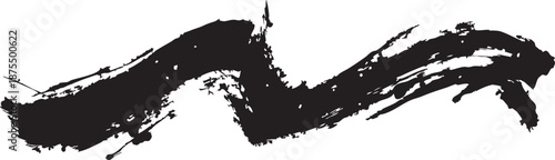 Abstract black brush stroke on clean white isolated background for design elements