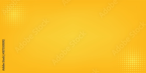 Yellow halftone pattern. Retro comic gradient background. Bright orange pixelated dotted texture overlay. Cartoon pop art faded gradient pattern. Vector backdrop for poster, banner, advertisement