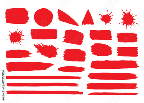 Red Paint Brush Stroke Set – Splatter, Swipe, Texture Icons