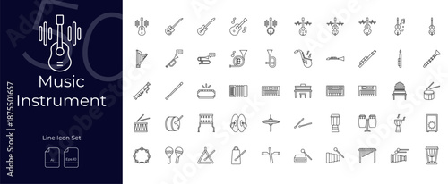 Music Instrument Line Editable Icons set