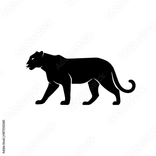 Silhouette of a panther isolated on white background, Vector