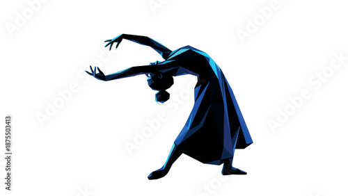 Dynamic low poly dance pose in blue