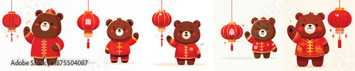 vector character bear dressed in Chinese New Year