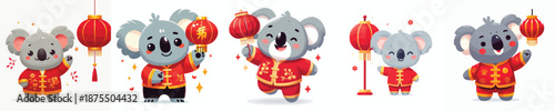 vector character koala dressed in Chinese New Year