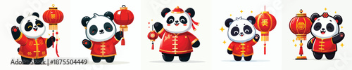 vector character panda dressed in Chinese New Year
