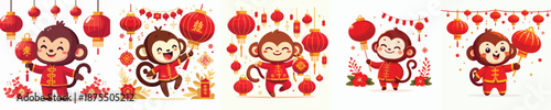 vector character monkey dressed in Chinese New Year