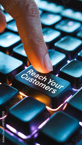 Finger pressing illuminated keyboard button with 