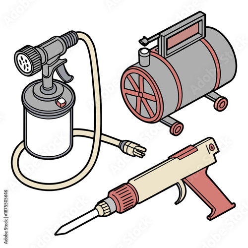 Pneumatic Tools: Air Compressor, Hose, and Nozzle