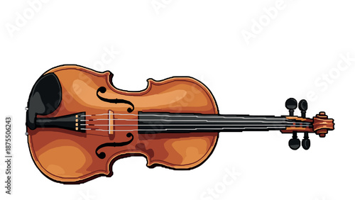 Pixel art violin on white background: retro music design in detailed pixel style