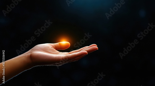 A hand holding a glowing finger
