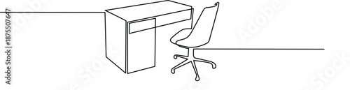 Modern office desk and chair setup Vector