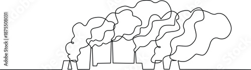 Industrial smokestacks emit pollution Vector