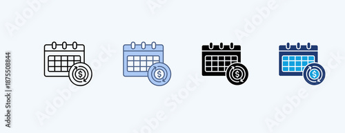 Recurring Payment Multiple Icon Illustration Vector