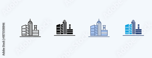 City Multiple Icon Illustration Vector
