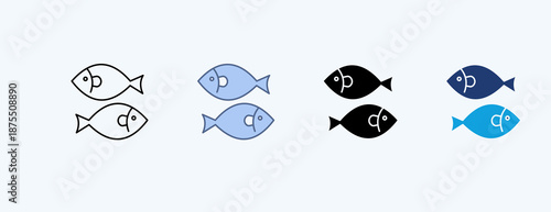 Fish Multiple Icon Illustration Vector