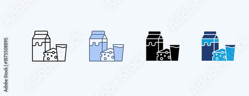 Dairy Products Multiple Icon Illustration Vector