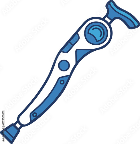 Smart Cane: Smart walking cane vector icon isolated on white. Assistive technology for blind and visually impaired people. GPS device..