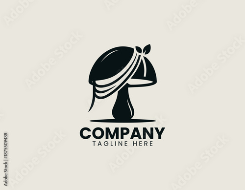 Wedding veil mushroom illustrated as clean black vector logo design