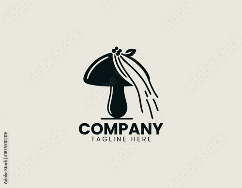 Wedding veil mushroom illustrated as clean black vector logo design