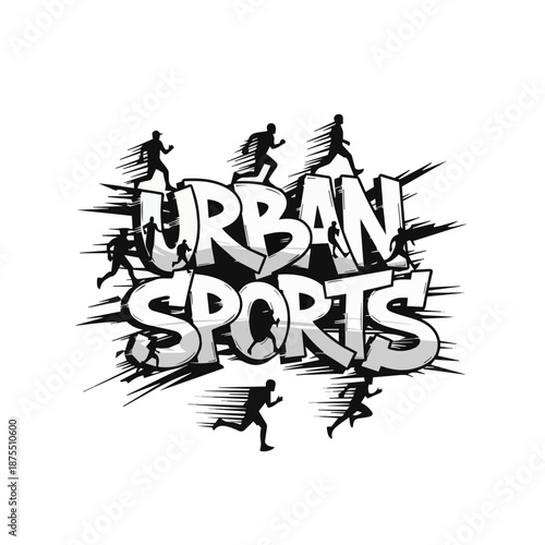 Urban Sport Running Typography Logo with Dynamic Motion Style, Suitable for Streetwear Brand, Urban Sport Event, and Youth Community Logo