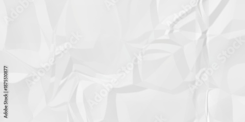 Crumple crushed white paper obsolete rumple craft design. wrinkle ripped creased crumple aged closeup recycled document grunge paper background.