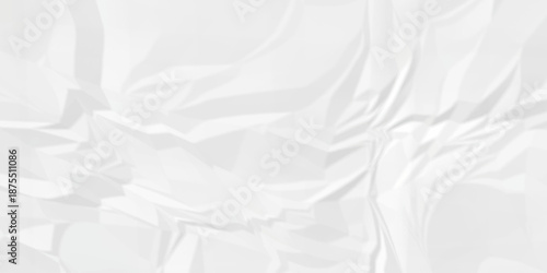 Crumple crushed white paper obsolete rumple craft design. wrinkle ripped creased crumple aged closeup recycled document grunge paper background.