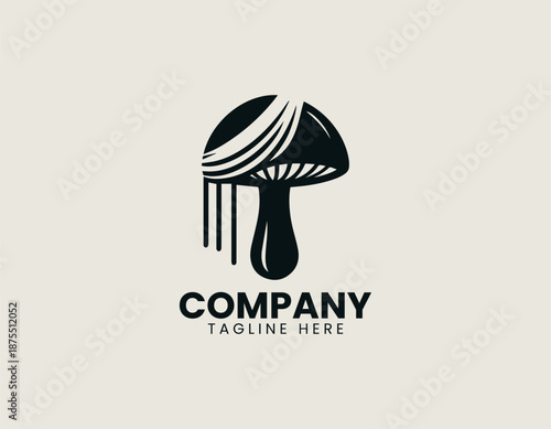 Wedding veil mushroom illustrated as clean black vector logo design