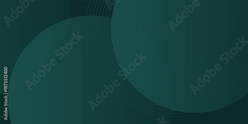 A dark green background with smooth, overlapping circles. The background is green with a gradient texture, creating a modern, abstract style. Minimal abstract circles vector gradient background