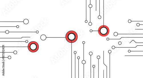 Technology Background with Red Circuit Board Elements