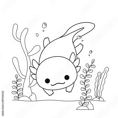 Axolotl Coloring Page Outline For Early Learning And Animal Education
