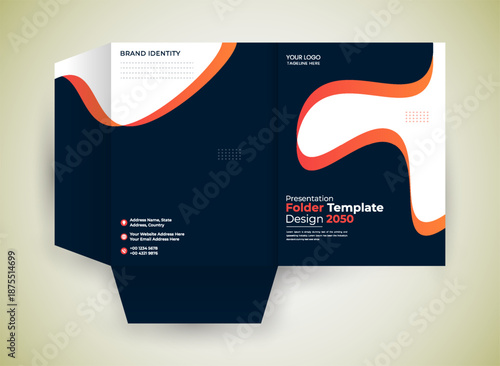 Creative presentation folder design template, modern file folder design, business folder.