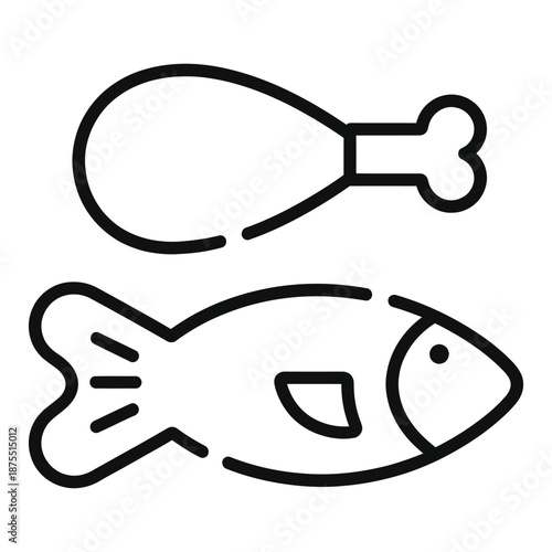 Simple Icons of Chicken Leg and Fish