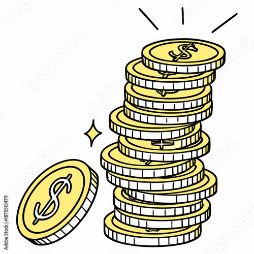Stack of Gold Coins Symbolizing Financial Growth and Wealth