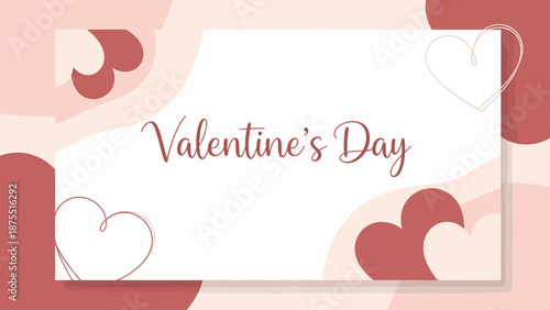 Happy Valentine's Day Card with Heart Shapes and Swirls