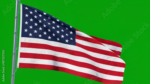 Wallpaper Mural American flag waving on green screen Torontodigital.ca