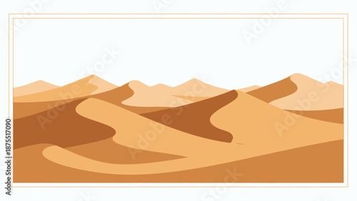 Desert sand dunes landscape vector illustration.