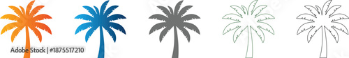 Palm tree Flat Icon Set Symbol