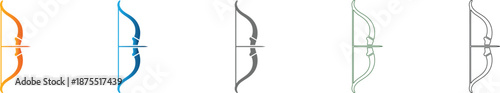 Archery Bow Flat Icon Set Symbol
