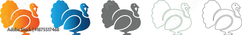 Turkey icon set, flat vector illustration