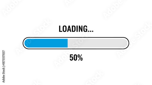 Loading bar icon with 50 percent progress indicator.