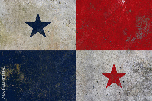 Panama flag mural style illustration.