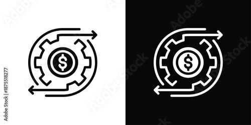 Cash Management Icon Sheet Black And White