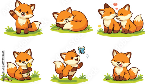 cute cartoon fox vector illustration