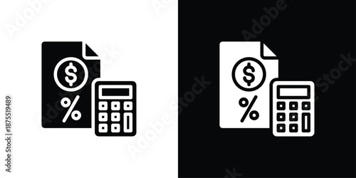 Tax Planning Icon Sheet Black And White