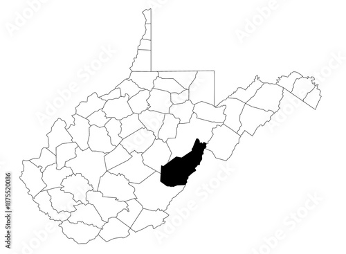 фотографія Map of pocahontas County in West Virginia state on white background