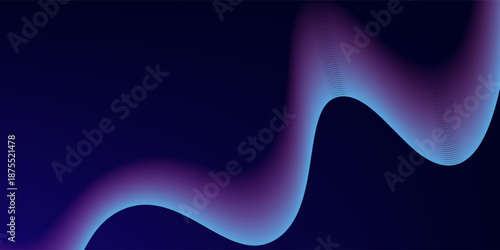 Abstract glowing wave lines on dark blue background. Dynamic wave pattern. Modern flowing wavy lines. Futuristic technology concept. Suit for banner, poster, cover, brochure, flyer, website
