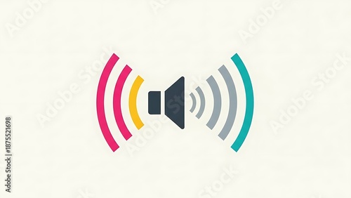 Vibrant sound waves emanating from a modern speaker