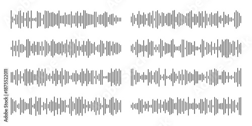 Collection of sound or audio wave icon. Soundwave, social media message, voice assistant, audio waves and frequency symbols for music player, podcasts, video editor, voice message Vector illustration