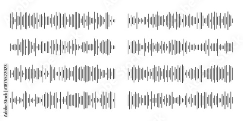 Collection of sound or audio wave icon. Soundwave, social media message, voice assistant, audio waves and frequency symbols for music player, podcasts, video editor, voice message Vector illustration