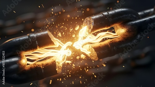 A chain breaking with sparks flying everywhere from the intense force applied